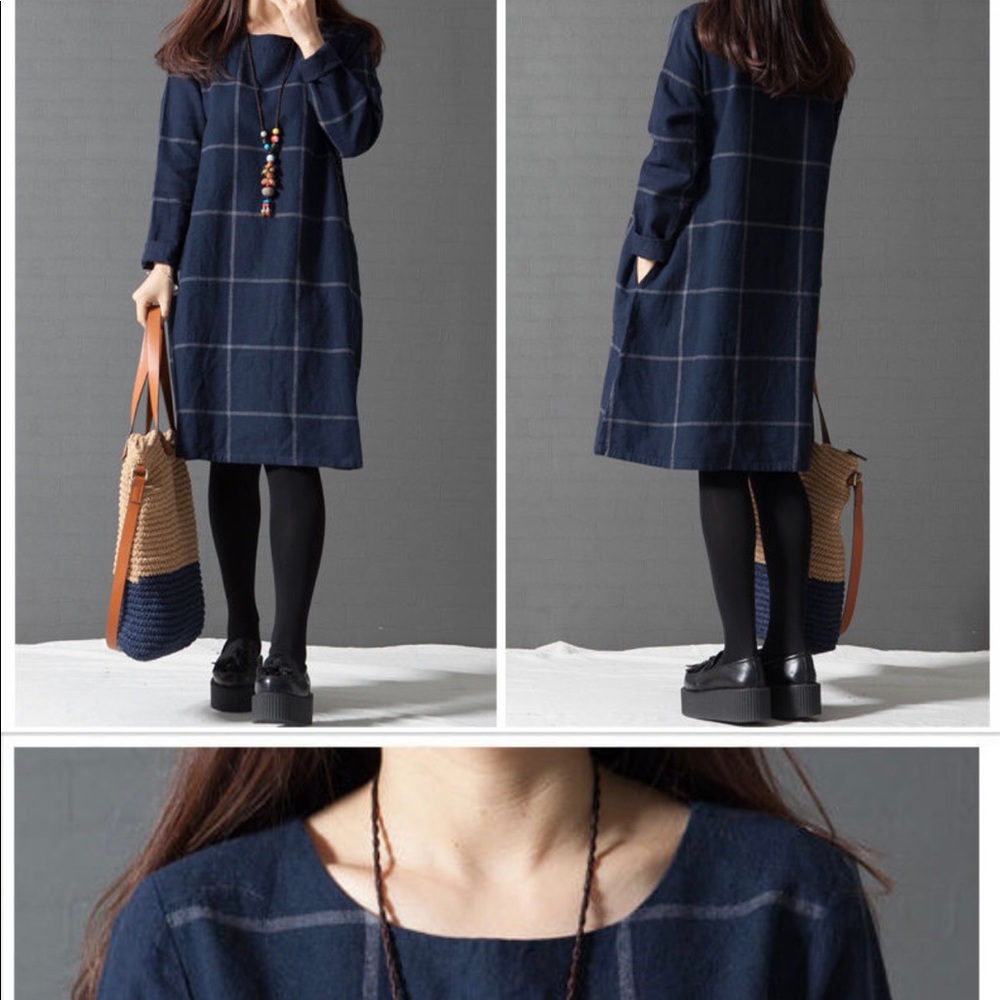 Long Sleeve Plaid Dress